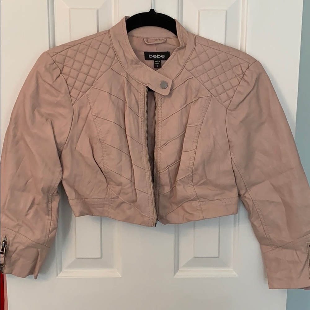 Bebe Leather Crop Moto Jacket